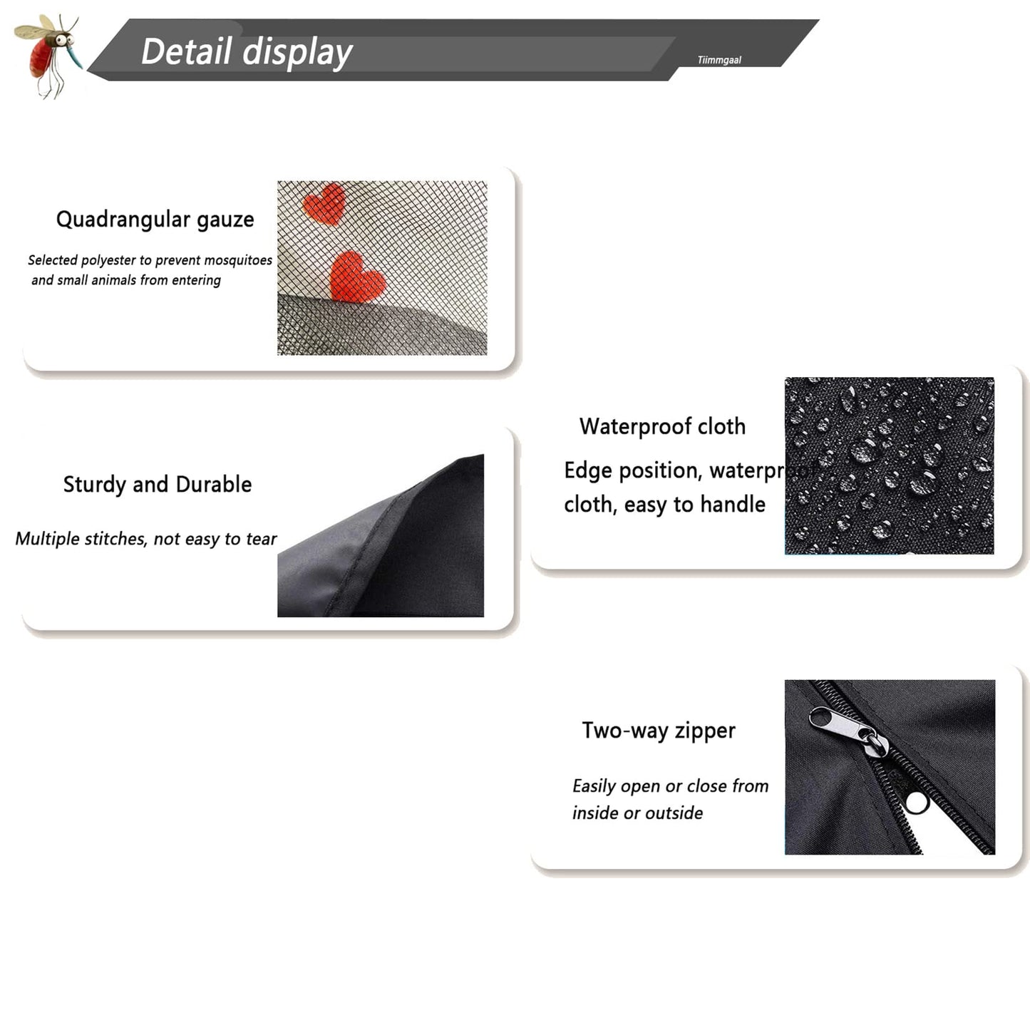 10x10 Mosquito Netting for Patio Canopy Tent/Pop Up Canopy Tent,Double Door Side Screen Easy
