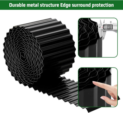 SnugNiture Corrugated Metal Garden Edging,12" x 20' Sturdy Lawn Edging Border,Landscape Edging Border for Lawn, Flower Bed,Garden and Yard(Black)