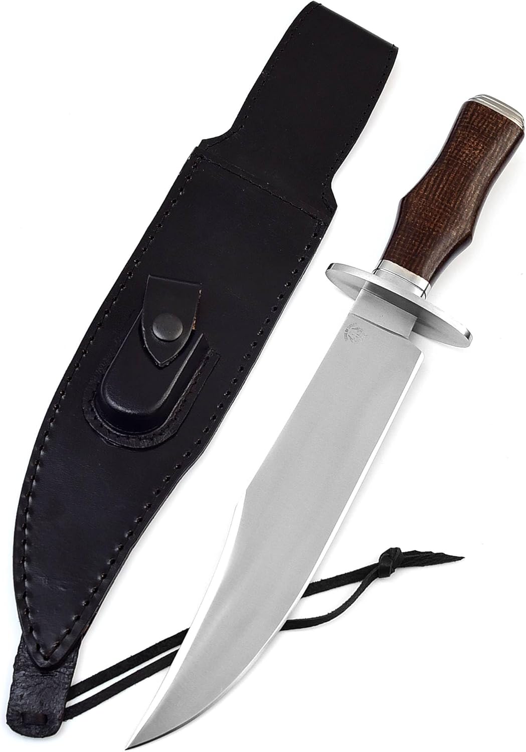 Survival Hunting Knife with Sheath, Handmade 15-inch Full Tang D2 Fixed Blade Tactical Bowie Knife for Camping, Outdoor, Bushcraft, Father's Day Gifts with Solid Engineered Wood Handle (Brown)