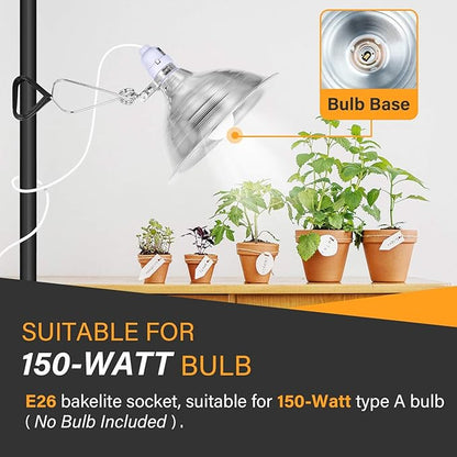 Simple Deluxe Clamp Lamp Light 150 Watt with 8.5 Inch Aluminum Reflector (no Bulb Included), 6 Feet Cord, 2 Pack, White