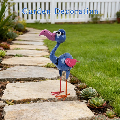 Metal Flamingo Statue Outdoor Garden Decor- Garden Statue Decor Yard Art for Lawn, Backyard - Unique Animal Figurine for Birthday, Housewarming, Christmas
