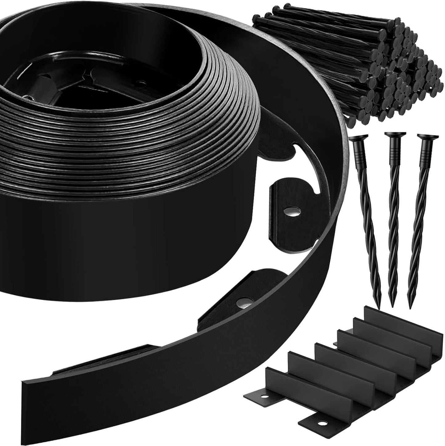 Landscape Edging - 100FT 4IN Garden Edging Border with 150 Stakes, No Dig Lawn Edging for Landscaping for Garden Bed, Yard, 0.15" Thick Flower Bed Border Edging with Connector for Outdoor