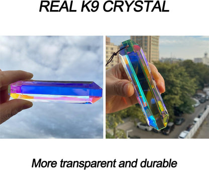 2PCS 5" Large Suncatchers Crystal Prisms, STINO Hanging Sun Catcher with Glass Prism, Rainbow Maker for Windows, Room, Garden Fantasy Aesthetic Home Decor (1, Rectangle ABColor 2Pcs)