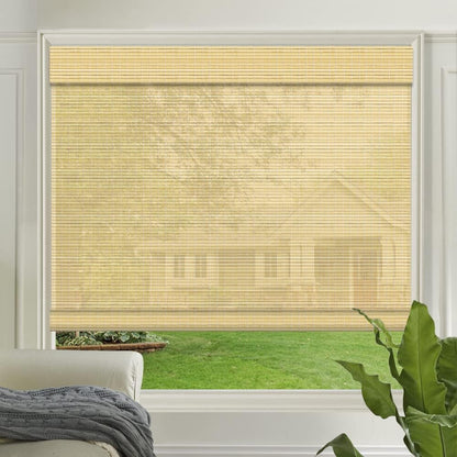 LETAU Cordless Wood Window Roller Shades, Bamboo Light Filtering Window Blinds for Indoor Home, Office, Kitchen, Pattern 1