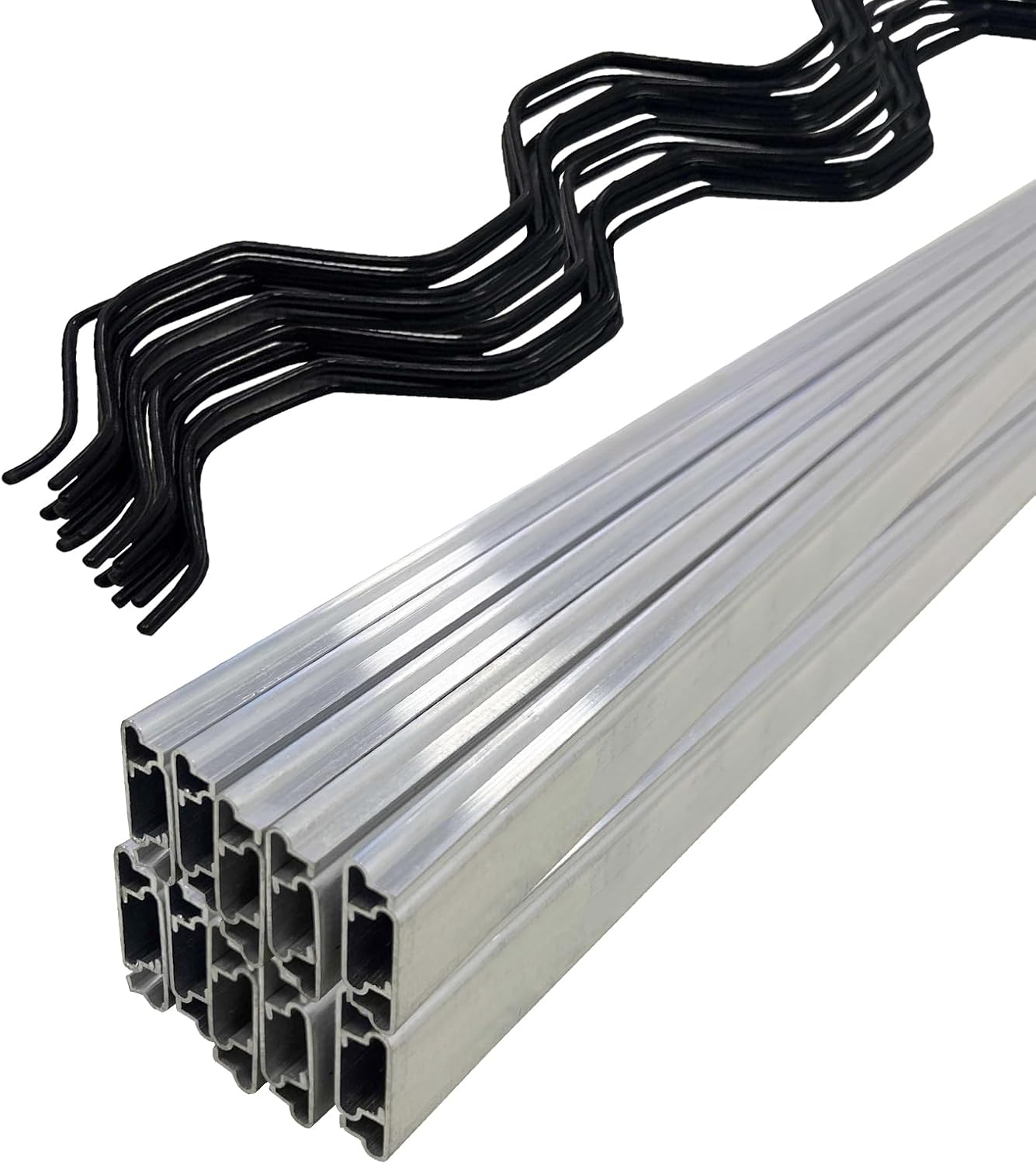 20 Set 6.6 Ft Greenhouse Lock Channel and Spring Wire，Aluminum Alloy Lock Channel and PVC Coated Spring Wires for Fixing Greenhouse Plastic Cover