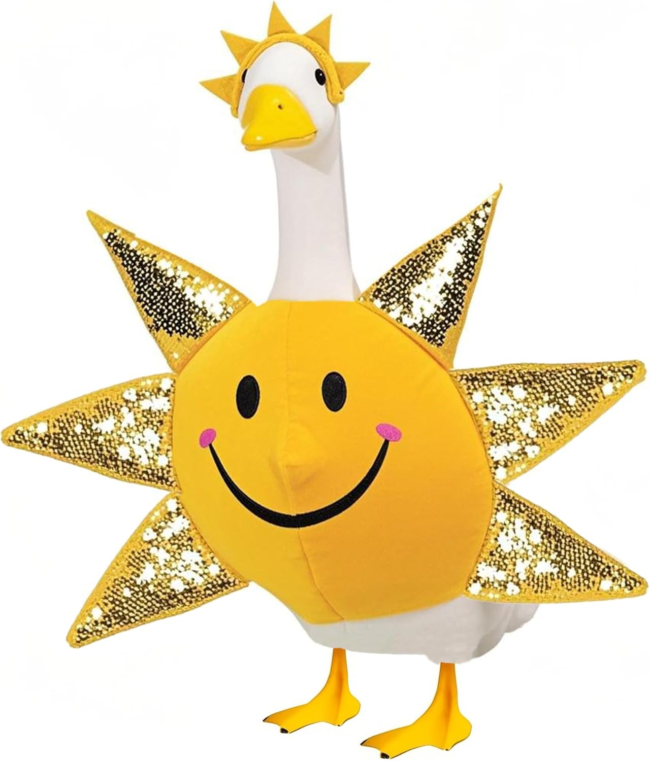 Sun Porch Goose Outfit Fits for Large 23" High Cement or Plastic Goose Statue, Yard Goose Cloths with Smiley Face Decor for Outdoor Lawn Gaden Patio in Winter
