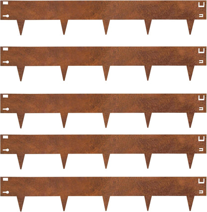 Corten Steel Rust Landscape Edging Border, 5 Pack 42”L x 7”H Weather Resistant Bendable Metal Garden Lawn Edging for Landscaping, Yard Pathway (16.5 Ft Total)