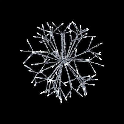 Alpine Corporation 16"H Indoor Holiday 3D Snowflake Hanging Ornament with LED Lights, White , Christmas Decoration