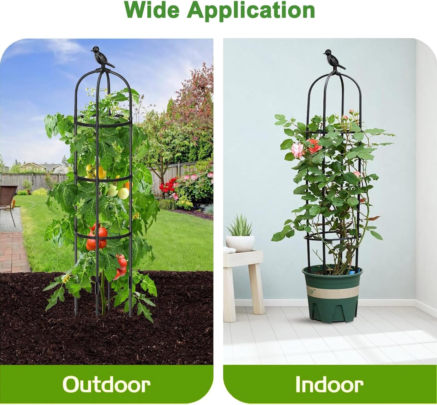 Tower Obelisk Garden Trellis for Climbing Plant,48inch Rustproof Fiberglass Potted Plant Support for Indoor Outdoor Vegetable Fruits Climbing Vines Flowers Stands Comes with 20 Ties (1 Pack)