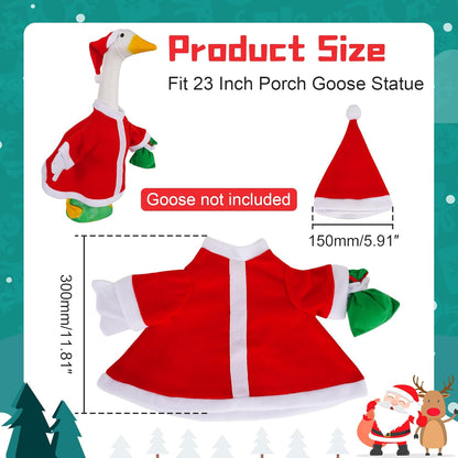 Porch Goose Outfits Outdoor Decoration: 2Pcs Santa Costume Set 23"/ 17" Lawn Goose Statue Red Clothes for Theme Party Garden Patio Yard