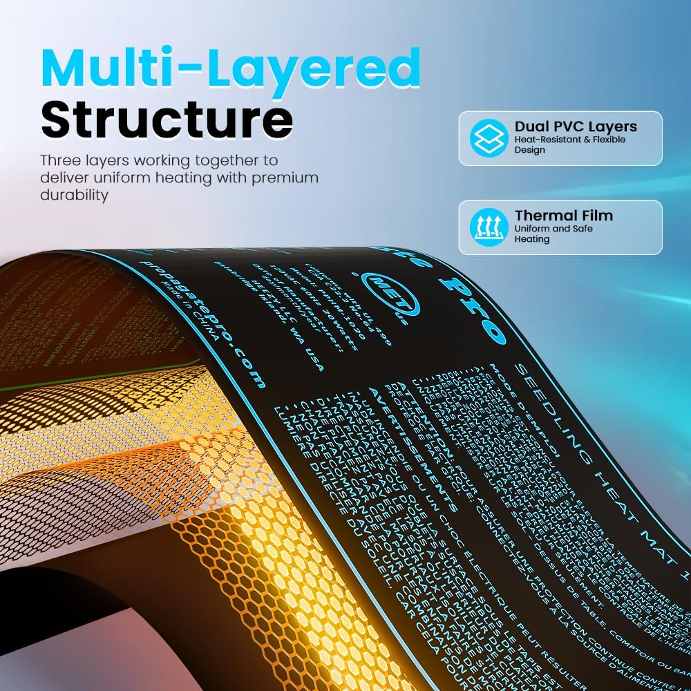 Seedling Heating Mat | Fits (1) Standard 1020 Tray | Germination Grow Heat Pad for Seed & Starter Plants Soil Warmer for Indoor Home Gardening (10x20 Single + Heating Thermostat)