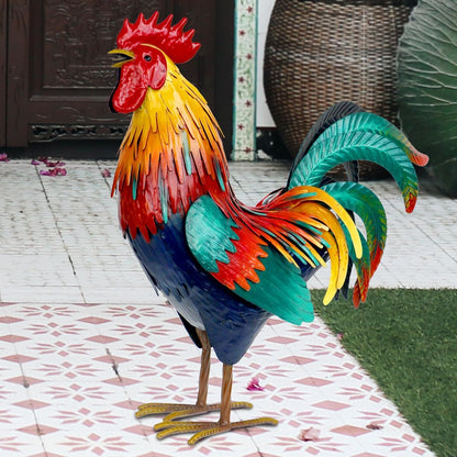 Kircust Metal Rooster Garden Statue Outdoor Decor Yard Art Chicken Decoration for Home Patio Lawn Backyard Farmhouse Kitchen