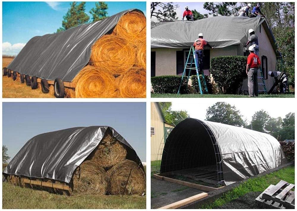 Yescom 18x24ft Heavy Duty Reinforced Poly Tarp Waterproof Tarpaulin 10-mil Ground Sheet Camping Tent Cover with Eyelets Reversible Silver Black Tarps