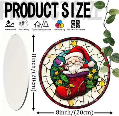 7.87inch Christmas Sun Catcher for Window Hanging Santa Claus Acrylic Garden Holiday Suncatcher Decor Colorfu for Wall Home, Garden, Housewarming Women Neighbor Winter Xmas Decor Gifts