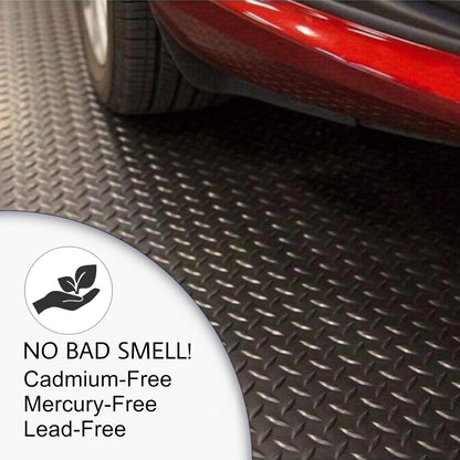 SEAL 6 x 20 Ft Premium Garage Floor Mat, Solid 2.8mm Thickened Black Commercial Grade Heavy Duty Parking Mat for Garage Floor, Golf Cart, Water/Stain Resistant Floor Runner (Embossed Diamond Plate)