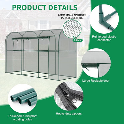 SUNYRISY Garden Plant Netting Crop Cage for Garden Raised Bed, 9.8 x 3.3 x 6 Ft Plant Cover Cage Protectors from Animal for Outdoor Plants with Frame and Zippered Door