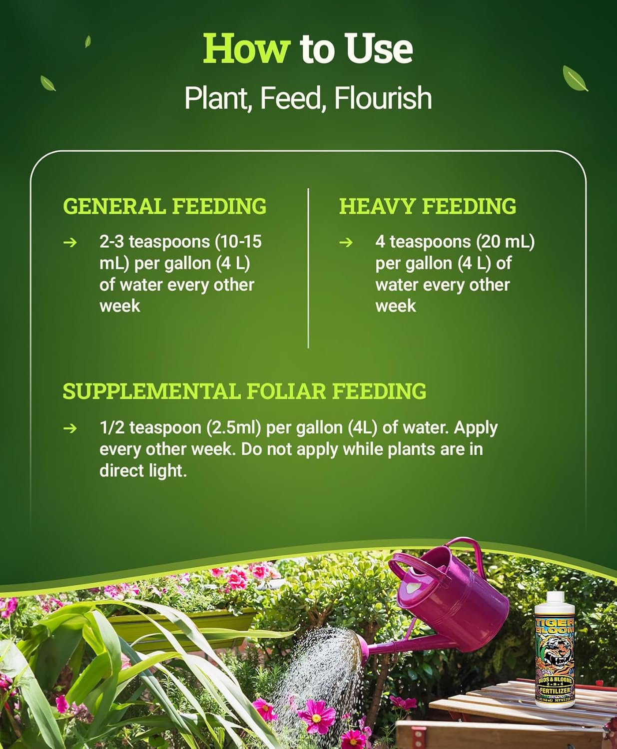 FoxFarm Tiger Bloom Liquid Fertilizer Concentrate - Fast Acting Formula for Vicious Growth with Phosphorus - Encourages Fruit, Flower & Bud Development, NPK 2-8-4 (Quart)