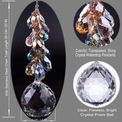 40mm Crystals Ball Prisms Suncatcher Hanging Ornament Chakra Crystals Rainbow Maker with Colors Crystal Pendants for Home,Office,Garden Decoration