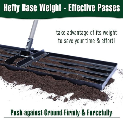Jardineer Lawn Leveling Rake 36 Inches with 72 Inches Long Handle, Yard Leveling Rakes for Grass Soil, Lawn Leveler Rake Heavy Duty, Ground Dirt Leveler for Yard