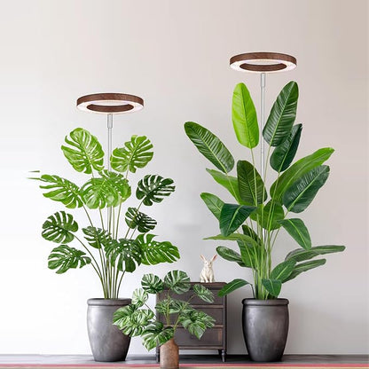 yadoker Plant Grow Light, LED Growing Light Full Spectrum for Indoor Plants,Aluminum Walnut Wood Grain Plant Lights,Height Adjustable, Automatic Timer, 5V Low Safe Voltage,Idea for Large Plant Light，
