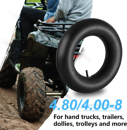 4.80/4.00-8" 4.80 x 4.00-8 Inner Tubes (2 Pack) with TR-13 Straight Valve Stem,for Wheelbarrows, Tractors Hand Trucks Riding Mowers Golf Carts Go-Karts Lawn Mowers