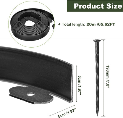uxcell Landscape Edging, 1Pcs 66FT x 2" - No Dig Garden Edging Kit with 60 Stakes, Landscape Edging Border for Garden Lawn Flower Bed Yard Grass (Black)