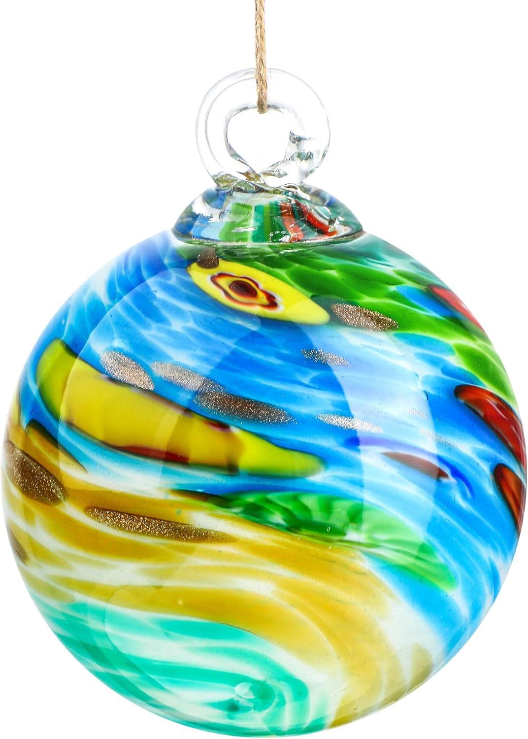 QFkris 4" Blown Glass Christmas Ornaments Ball for Christmas Tree, Hand Blown Glass Ornaments, Gazing Balls Witch Balls Friendship Ball