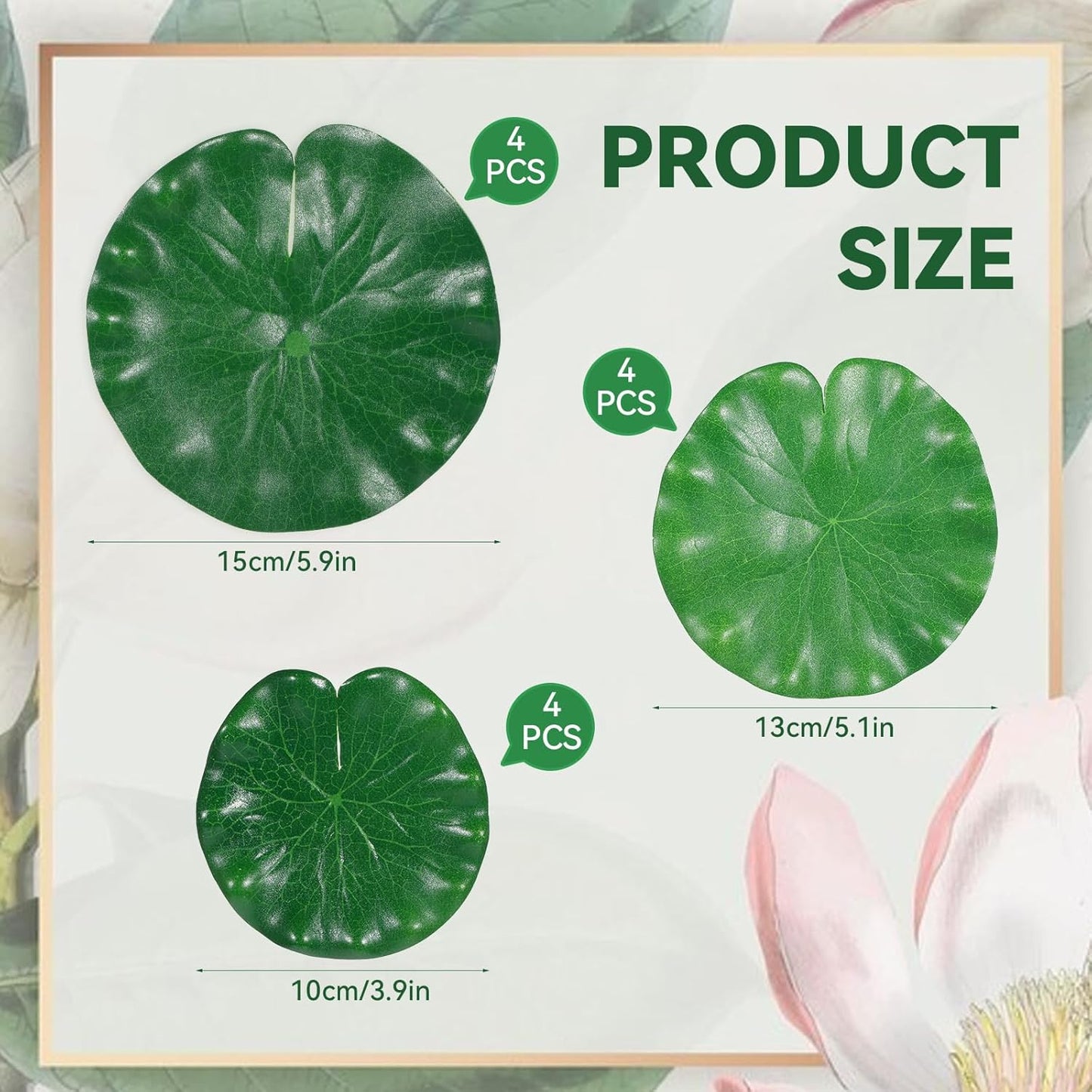 12Pcs Lily Pads for Ponds, Artificial Floating Foam Lotus Leaves Realistic Water Lily Pads Foliage Pond Decor for Pool Koi Fish Patio Aquarium Outdoor Ponds