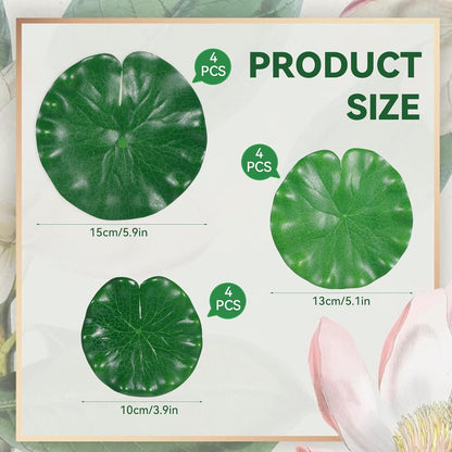 12Pcs Lily Pads for Ponds, Artificial Floating Foam Lotus Leaves Realistic Water Lily Pads Foliage Pond Decor for Pool Koi Fish Patio Aquarium Outdoor Ponds