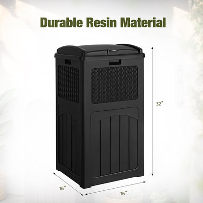 Devoko 33 Gallon Outdoor Trash Can with Dual Lid, Heavy Duty Waterproof Resin Garbage Bins Outside, Hideaway Waste Bins for Patio, Outside Pool, Backyard and Deck (1, Black)