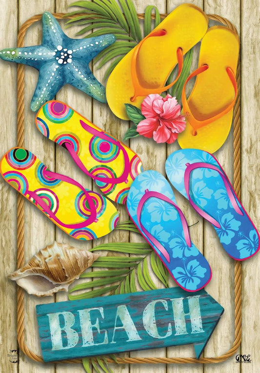 Briarwood Lane House Flag 40x28 For Outdoor Flip Flops Beach Summer For Summer House Flag