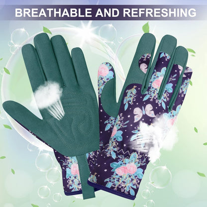 Womens Gardening Weeding Working Gloves, Leather Garden Glove for Women Thorn Proof No Stab for Digging, Planting,Pruning