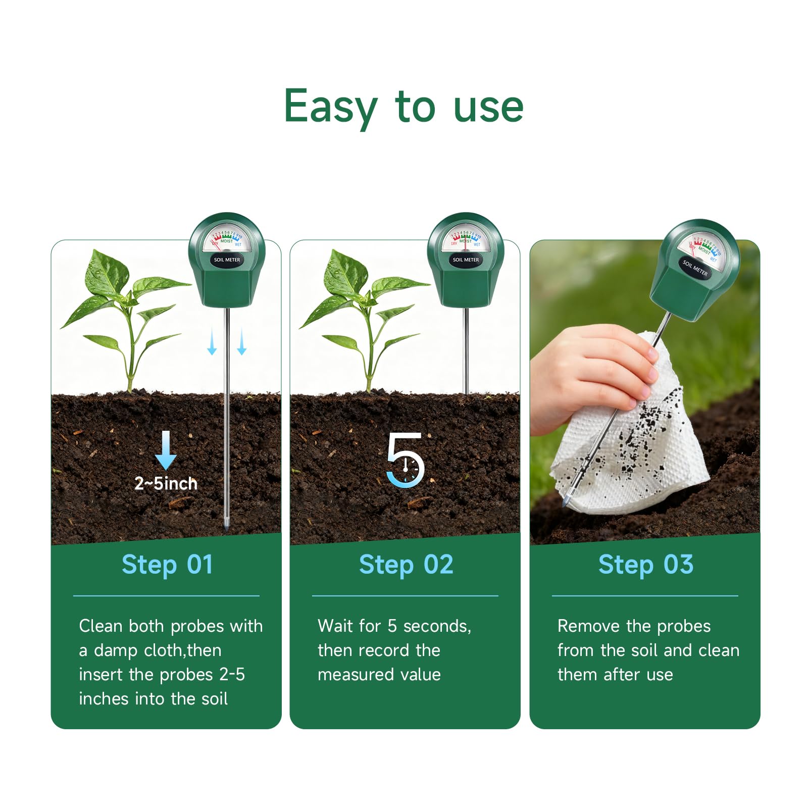 Zoiydals Soil Moisture Meter for Plants, Hygrometer Sensor Water Monitor, Plant Moisture Tester for