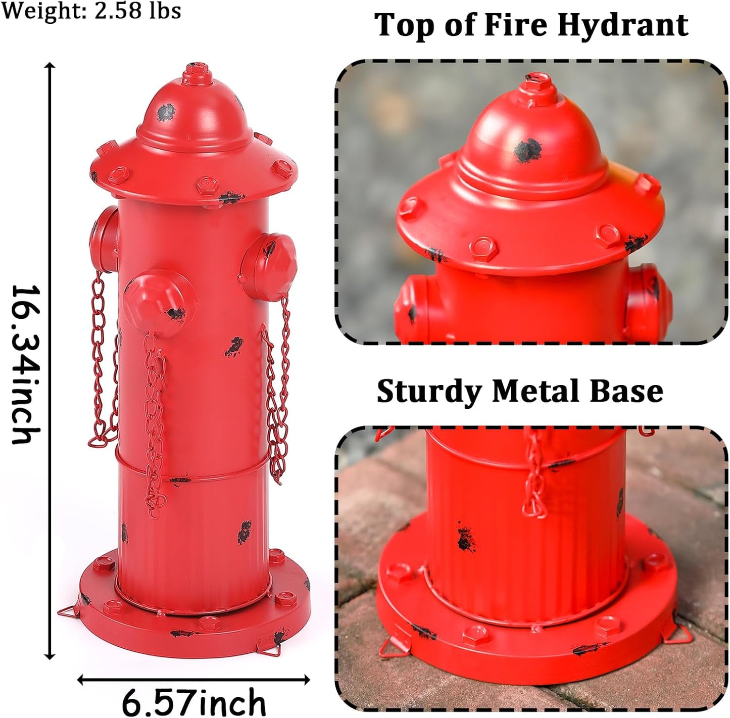 Fire Hydrant for Dogs to Pee on, Metal Puppy Pee Post for Dogs, Red Fake Fire Hydrant with Stakes, Pee Post for Dog Outdoor Indoor Training Tool Garden Yard Lawn Ornament Statue, 16.3" H
