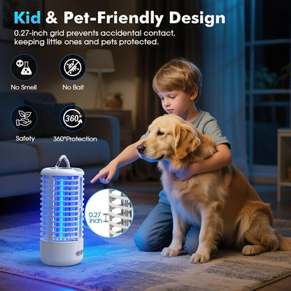 Rechargeable Bug Zapper（2 Pack）, Portable Electric Mosquito Killer for Indoor & Outdoor, Fly Trap for Camping, Patio, Garden, Kitchen, and Porch(White)