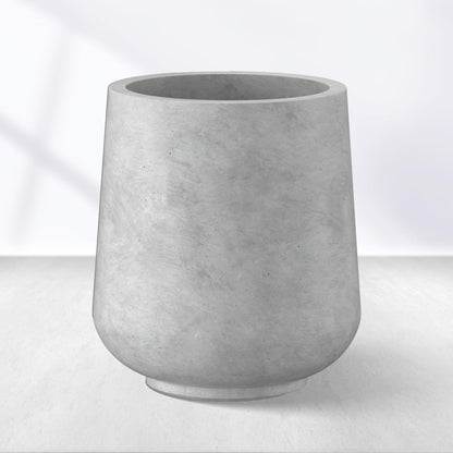 Kante 15.3" Dia Round Concrete Planter, Outdoor Indoor Large Plant Pots Containers with Drainage Hole and Rubber Plug for Home Garden Patio, Gray Concrete