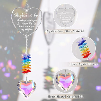 Daughter in Law Gifts, Birthday Wedding Gift - Crystal Suncatcher, Christmas, Anniversary Presents Gifts for Future Daughter- in-Law, Son Girlfriend from Mother, Mom, Mother in Law