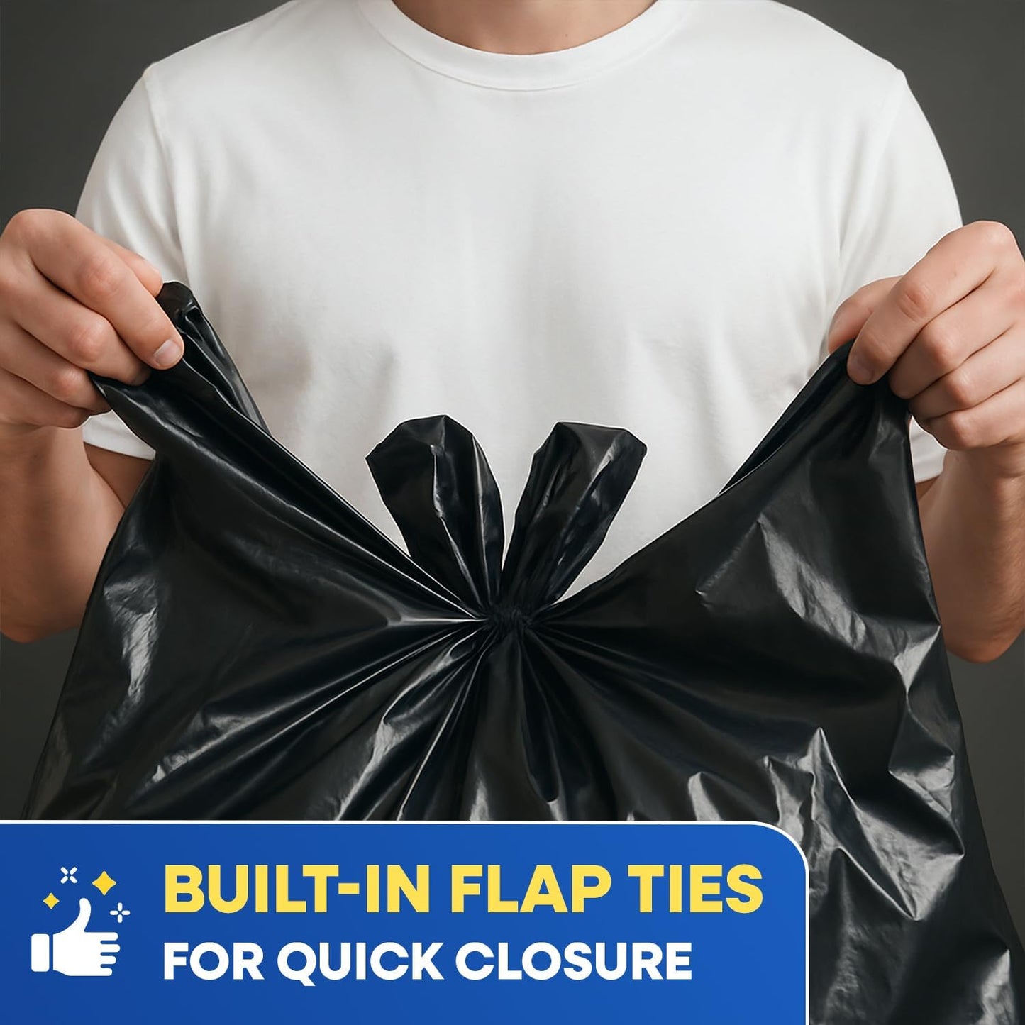 Heavy Duty Contractor Bags 42 Gallon with Flap Ties Trash Bags 3 Mil for Industrial Commercial Use 32 x 45 Yard Waste Bags, Black Pack of 20