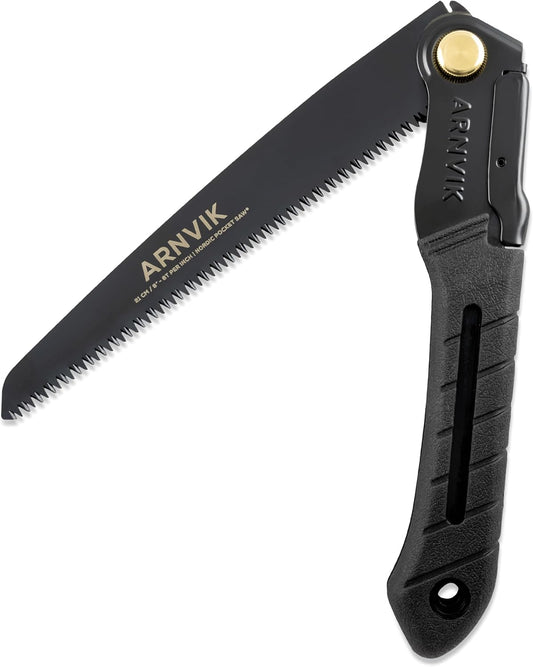Nordic Pruning Saw for Gardening & Folding Saw Bushcraft - Arnvik - 8 Teeth per Inch - 8 in Hardened SK5 Steel Blade for Wood - For Cutting Trees in Your Garden or Firewood when Camping