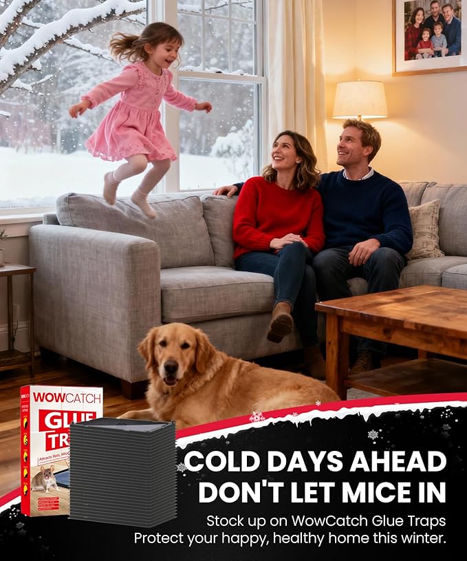 Jumbo Rat & Mouse Glue Traps - 6 Pack Large Heavy Duty Sticky Traps Indoor for Home, Extra Strong Adhesive Plastic Tray for Snakes, Non-Toxic Pest Control for House & Garage, Large Size