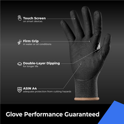 toolant ANSI A4 Cut Resistant Work Gloves without Steel and Fiberglass, Ultra Light & Thin, for Fishing, WoodCarving