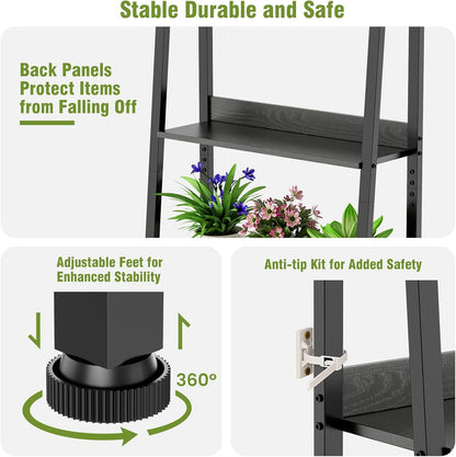 Large Plant Stand Indoor with Grow Lights & Storage Drawer, 63" Extra Wide Wood & Heavy Duty Metal 5 Tiered Plant Shelf, Sturdy Safety for Multiple Plants in Living Room Bedroom Patio Balcony