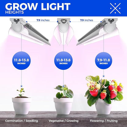 Barrina 2FT T8 Grow Light, 144W(6 x 24W, 800W Equivalent), Full Spectrum Sunlight Plant Light, LED Grow Light Bulbs for Indoor Plant Growing,with V-Shaped Reflector, Pinkish White, 6-Pack
