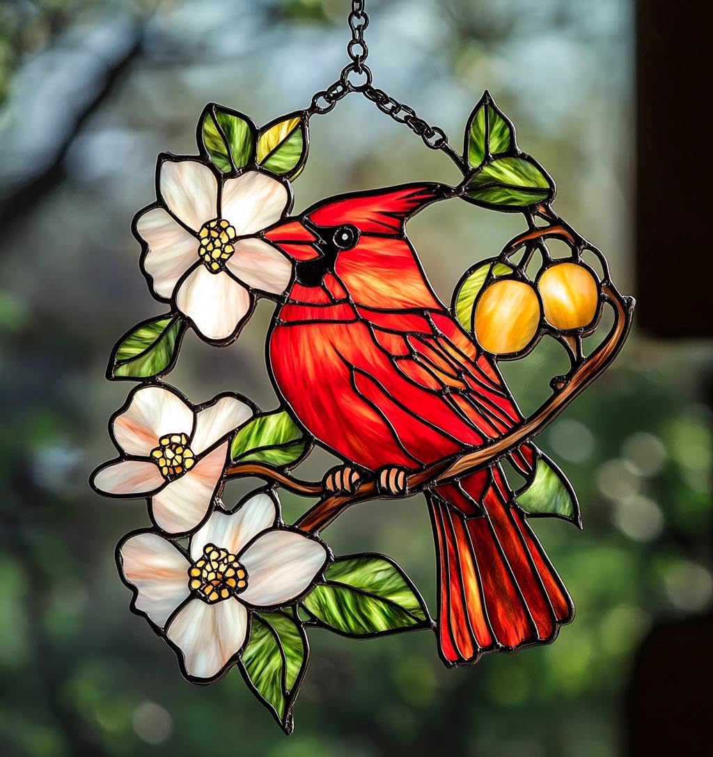 Red Cardinal Acrylic Suncatcher Vibrant Window Hanging for Bird Lovers Perfect Nature Decor and Lover Gift Home Sun Catchers Indoor Windown Suncatchers Windows Garden Outdoor Holiday