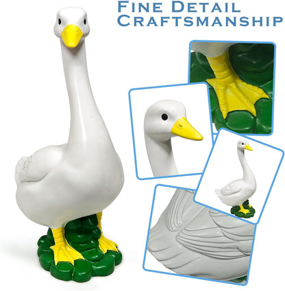 Porch Goose Statue Wear Clothing Outfit-20"High Large Garden Goose Decor Wear Birthday Clothes, Big Resin Duck Sculpture, Yard Goose with Birthday Costume Decorations for Girl/Boy Indoor&Outdoor Party