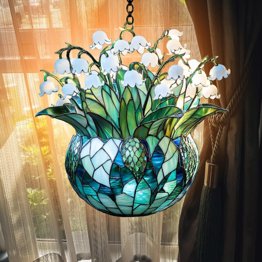 Lily of The Valley Acrylic Suncatcher Stained Glass Effect Window Car Hanging Christmas Ornament