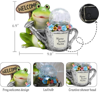 Bshine Frog Solar Lights Outdoor Garden - Waterproof Frog Statue Decoration for Patio, Path, Pathway Sculpture Yard Art, Lawn Ornaments, Gift for Mom, Home Decor Gift