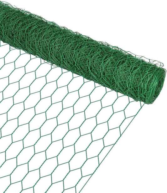 Garden Poultry Green Chicken Wire - 16.5 '' × 236 '' Chicken Wire Floral for Crafts, Garden Fence Animal Barrier, 1 inch Mesh Poultry Netting Fence, Pet/Rabbit/Chicken Wire Fencing
