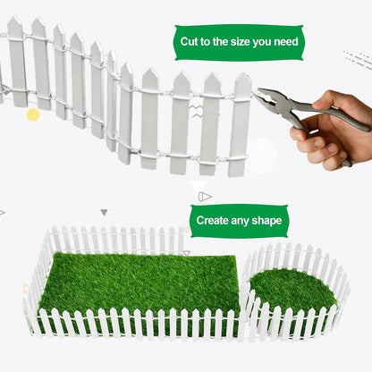 Miniature Fairy Garden Fence,DIY Wood Picket Fence Mini Ornament,Home Garden Plant Pot DIY Diorama Project (White,1.96"x 35.4")