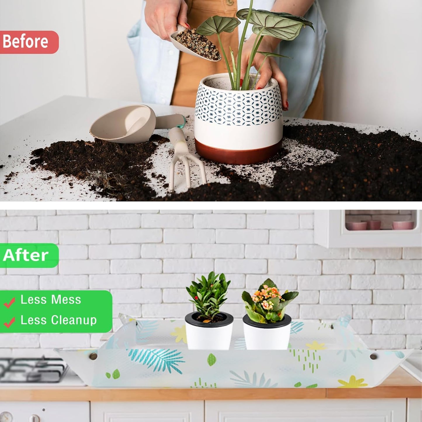 40.2" Large Repotting/Potting Soil Mat for Indoor Plants,Thicker Potting Tray for House Plants, Succulents,Cactus, Pots, Soil,Bonsai Tool,Gardening Accessories Plant Lovers Gifts(40.2" x 29.1",Clear)